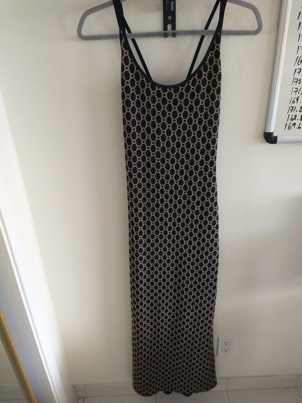 Rampage Sleeveless Black and Gold Patterned Long Dress Size M